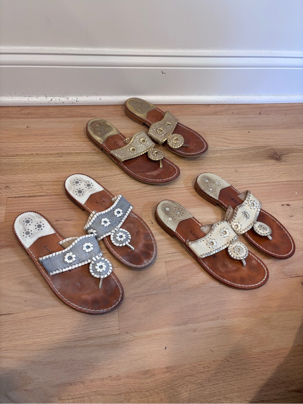 Set of 3 Jack Rogers metallic glitter thong sandals size 7